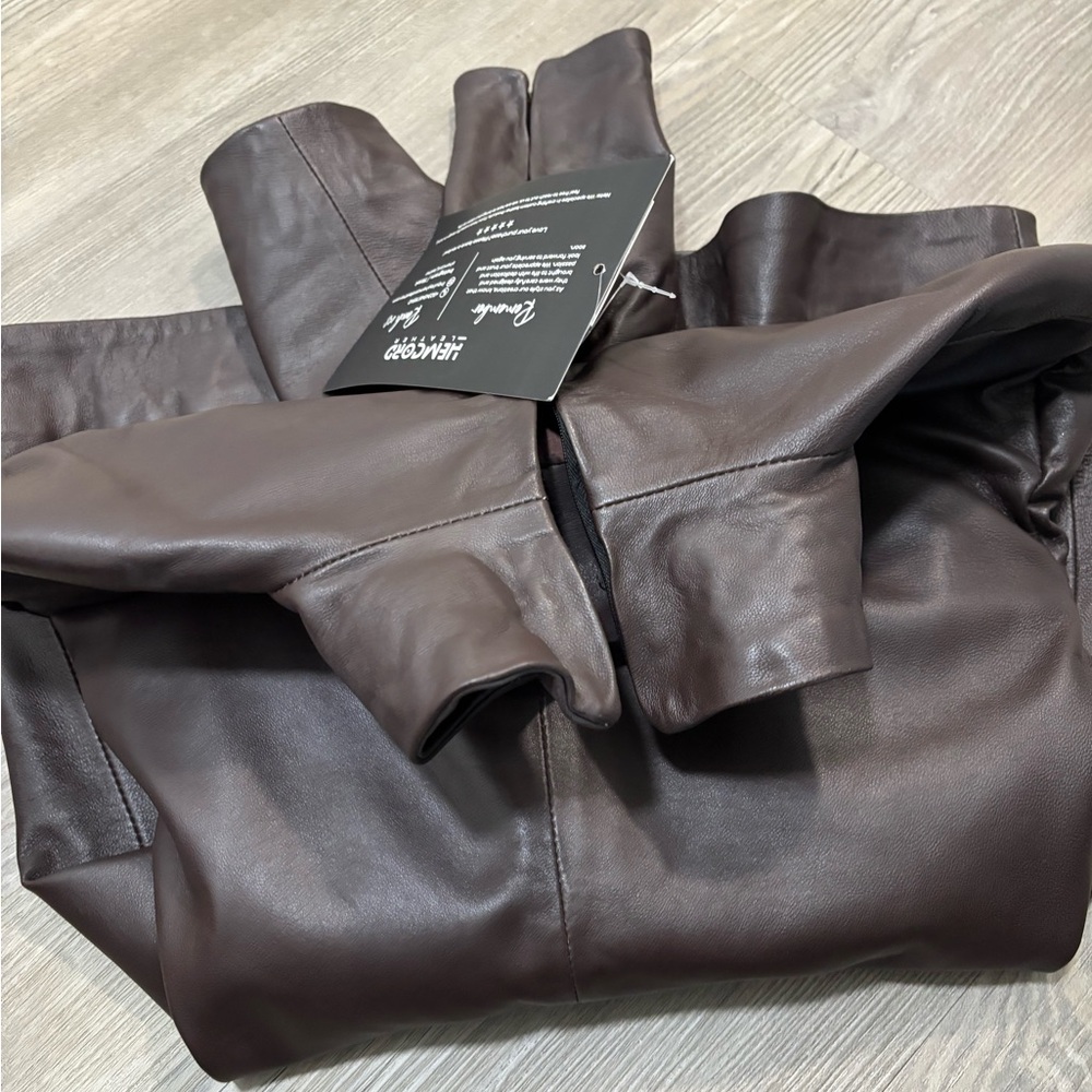 Brown Leather Turtleneck with Tag